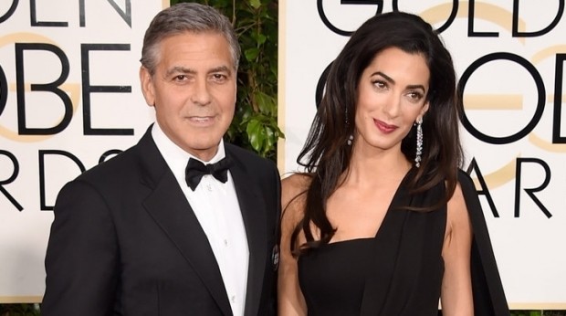 Casal Clooney no tapete vermelho do Globo de Ouro 2015